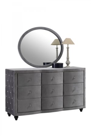Hudson Grey Velvet Mirror