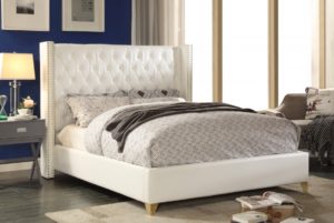 Soho White Bonded Leather Bed Luxe, Bonded Leather Bed